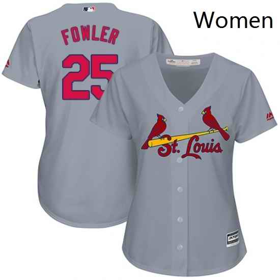 Womens Majestic St Louis Cardinals 25 Dexter Fowler Replica Grey Road Cool Base MLB Jersey